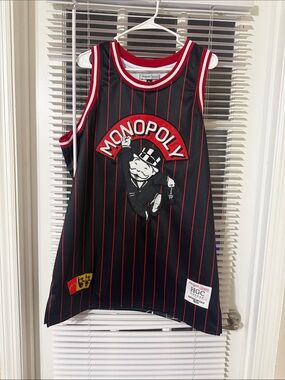 Monopoly Kids Black & Red Pinstripe Basketball Tank Top -